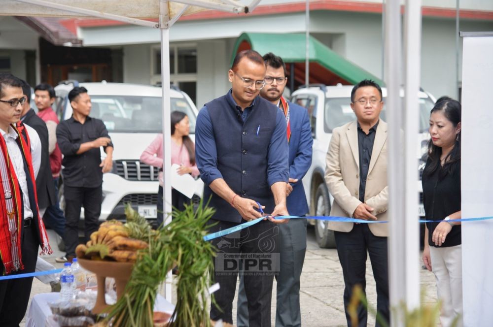 Secretary, Industries & Commerce and Project Director, ELEMENT, Kumar Ramnikant inaugurates a food stall during the one-day ‘Off-Taker Meet 2026’ at Hotel Vivor, Kohima, on October 7. (DIPR Photo)